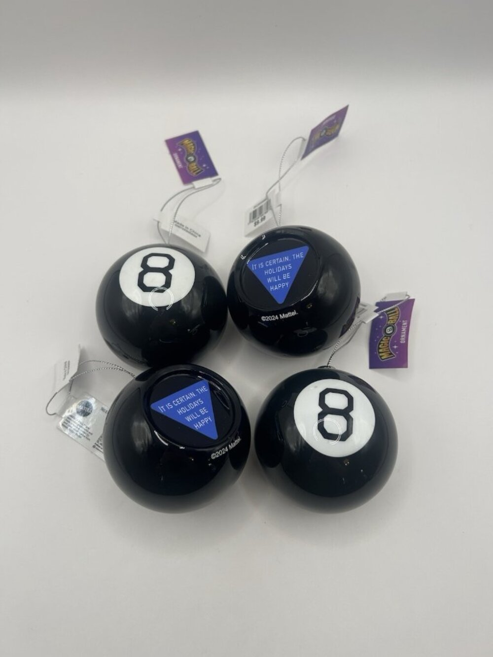 Mattel Magic 8 Ball Ornament 3-Inch Novelty Christmas Holiday Plastic Lot Of 4 - Picture 2 of 8